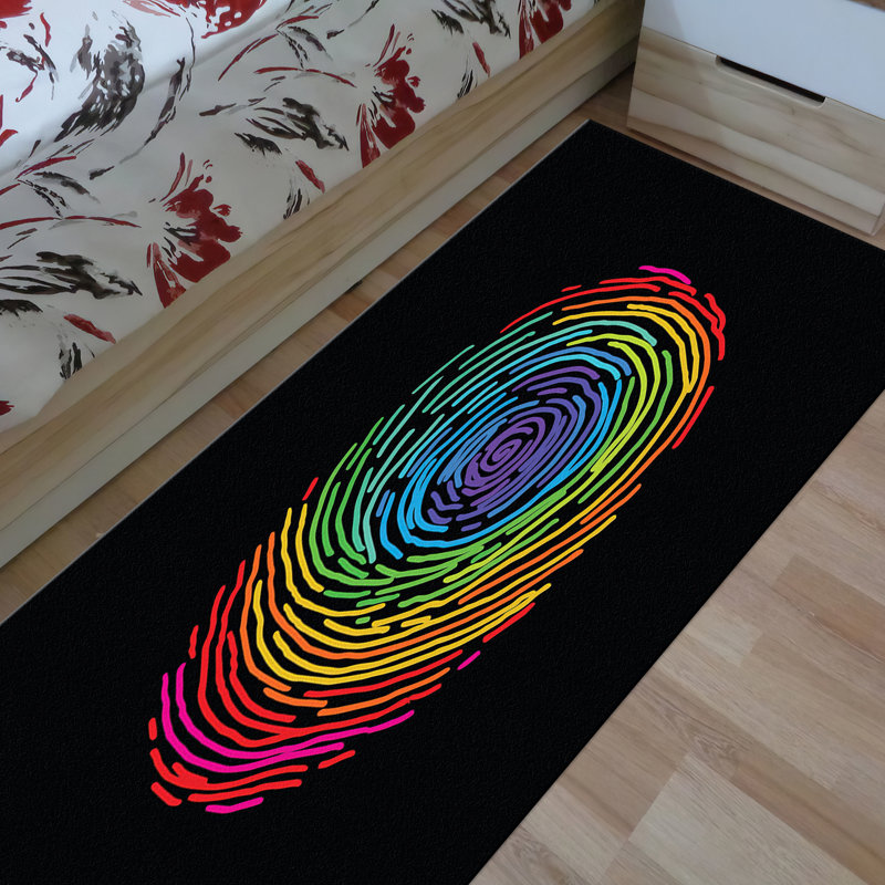 Tapis non tissé à motif mince avec un motif floral artistique dans des couleurs vives pour un ajout saisissant à votre espace de vie