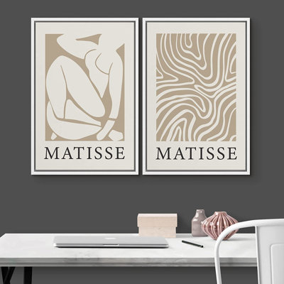 Classical Artwork " Matisse Nude Dancer Geometric Wave Collage " by Henri Matisse 2 - Pieces