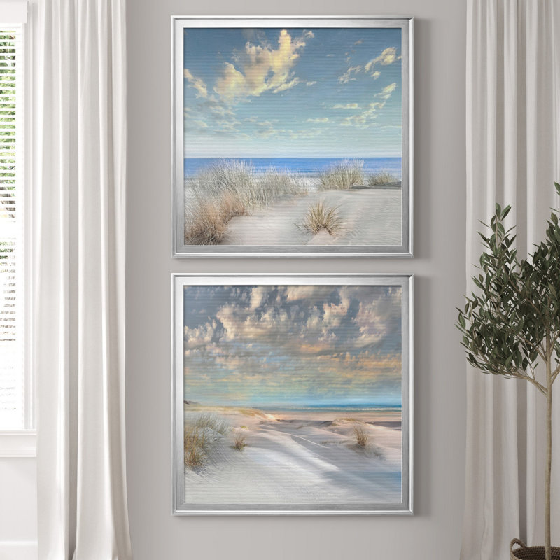 «Smooth Sands I», ensemble de 2 reproductions de photos, H 30,5 po x l 61 po, Toile encadrée, Silver