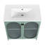 Meuble-lavabo de salle de bain moderne 30 po - Armoire autoportante en acier et céramique menthe-131095484