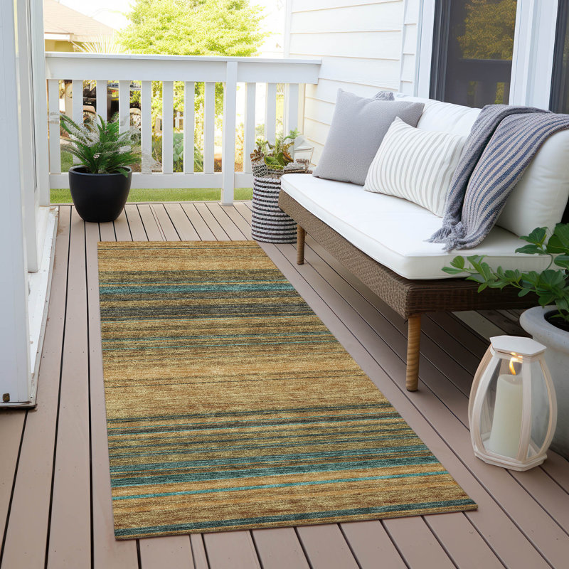 Chayden Washable Striped Indoor / Outdoor Rug, Runner 2'3" x 7'6"