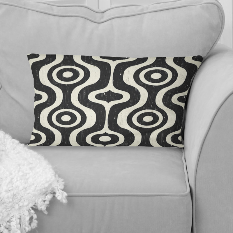 Coussin lombaire rétro géométrique noir et blanc Art VI
