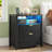 19.7"W 2 Drawer Nightstand With Light-1431849178