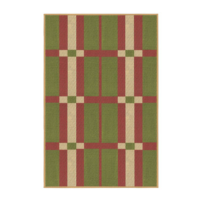 Tapis vert en laine à motif géométrique Arlen
