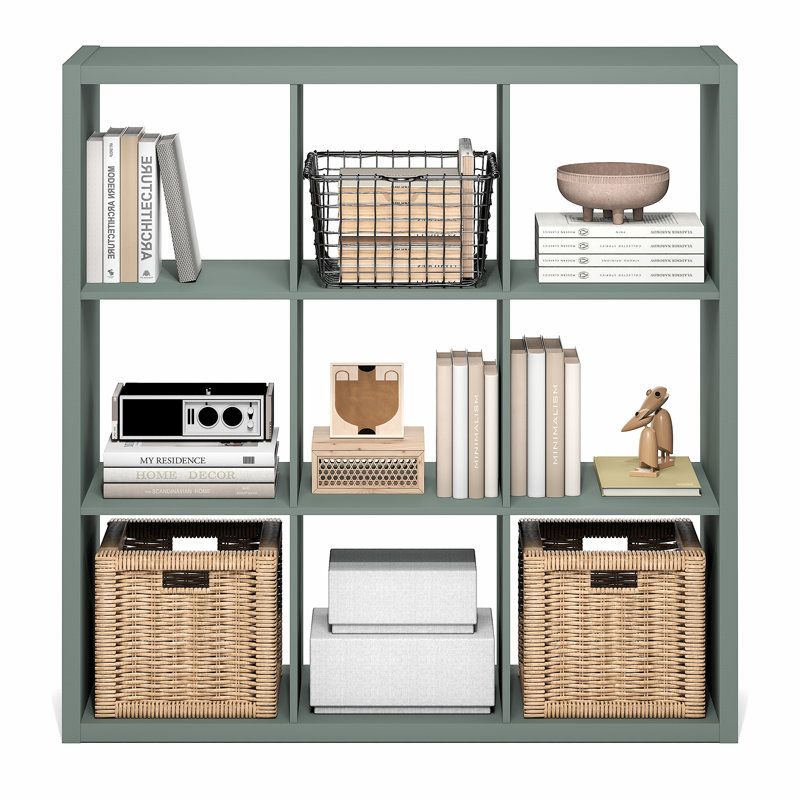 Arlton 6-Cube Bookcase, (9 Shevles) 43.78"H x 43.78"W x 14.57"D, Green