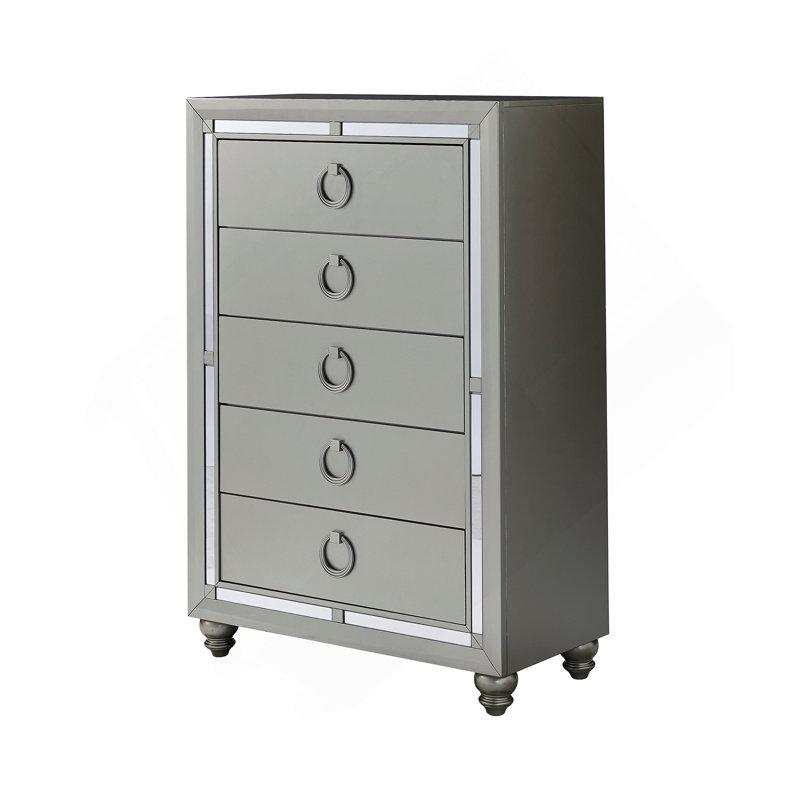 Commode verticale en bois manufacturé avec 5 tiroirs