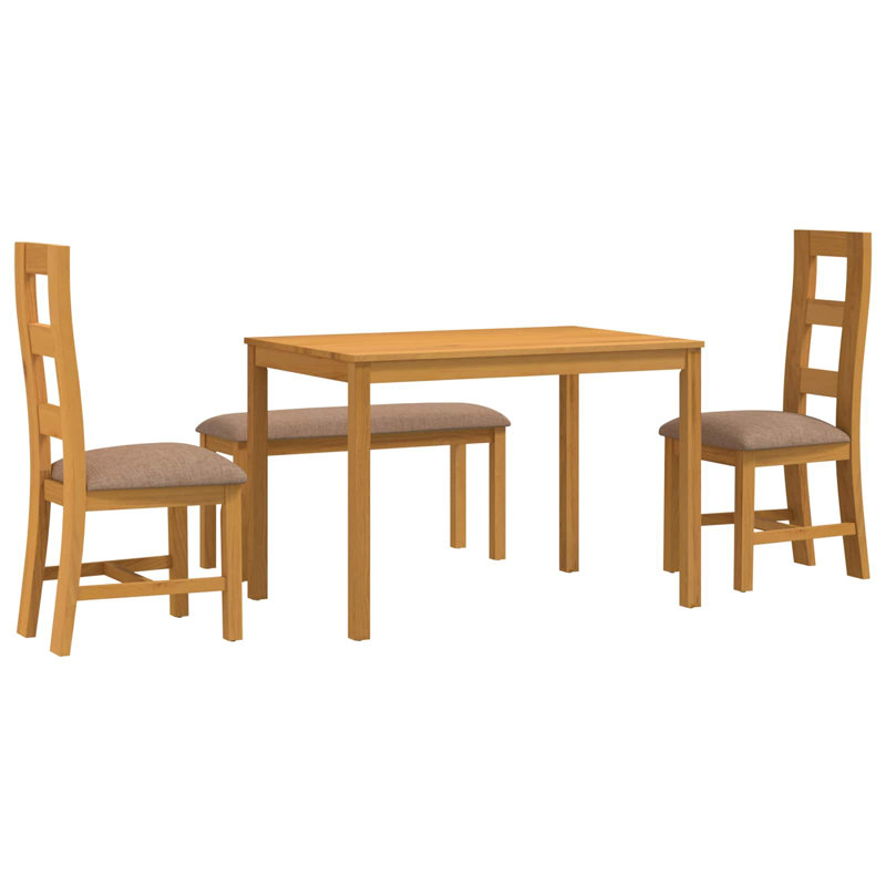 Oak Solid Wood Dining Set, Grey, Grey, Grey, Grey, 4