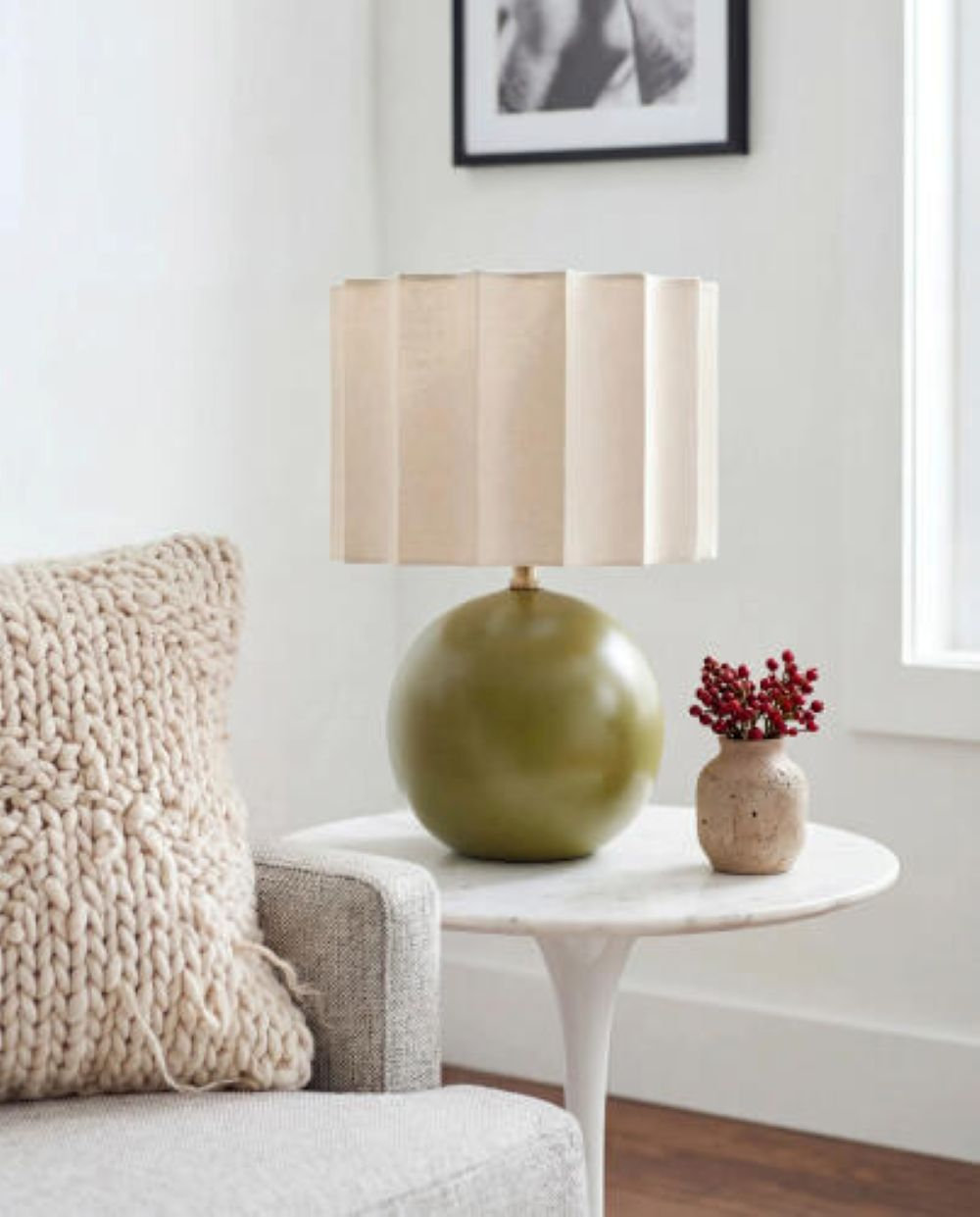 Laroche Ceramic Table Lamp, Olive