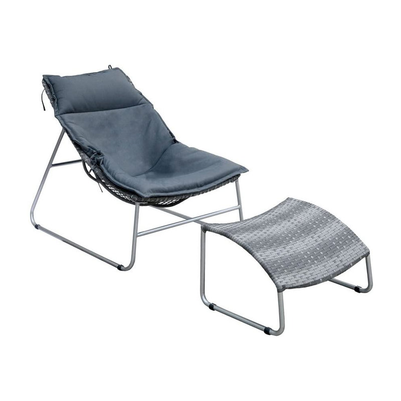 Metal Outdoor Lounge Chair with Ottoman