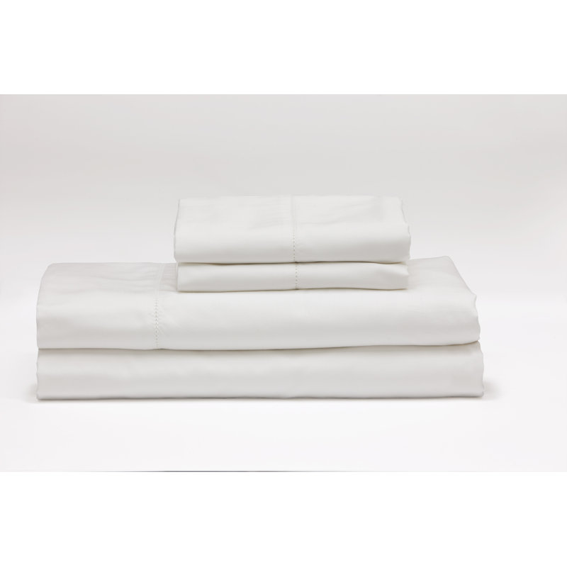 Ensemble de draps en satin de coton de qualité égyptienne 400 fils Caples, Grand, Blanc