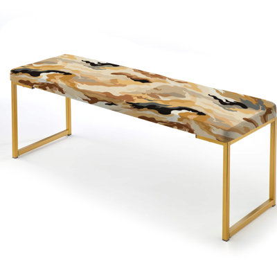 Desert Sand Dune Camouflage - Camouflage Upholstered Gold Bench