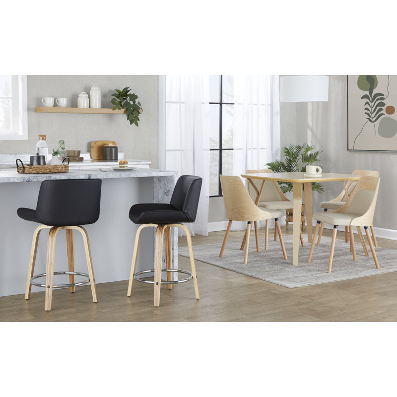 Rondell 24" Fixed-Height Counter Stools with Round Built-In Footrests, Black, Counter Stool (24” Seat Height)