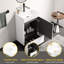 Meuble-lavabo sur pied moderne en velours blanc rayé, lavabo en céramique, 1 porte et tiroir de rangement, matériau E1, doux, ensemble avec tiroir, finition, quincaillerie