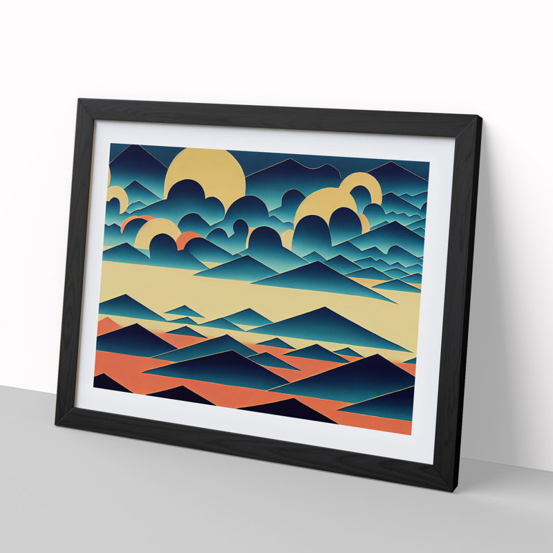 Abstract Mountain Clouds - Framed Print, Black, 46cm H x 64cm W x 2cm D