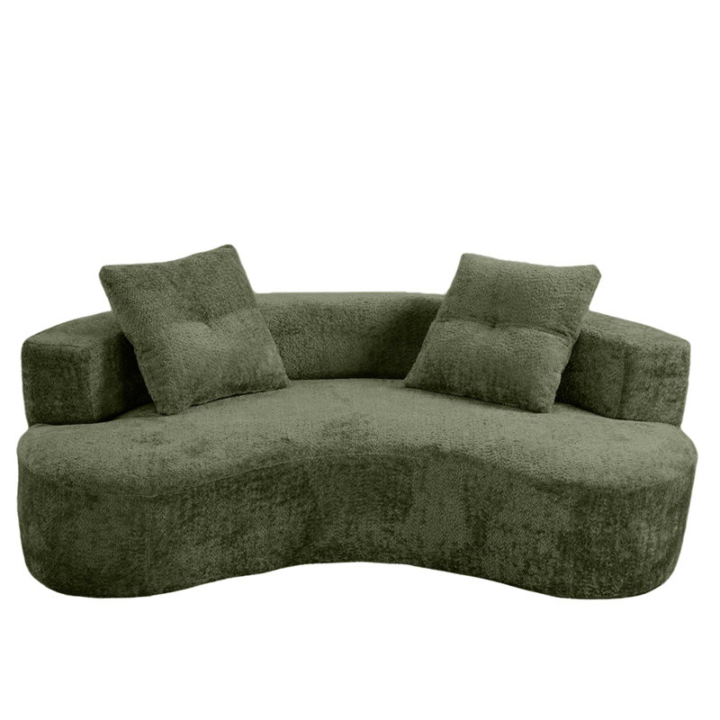 Canapé désossé avec 2 coussins, plancher rembourré, Green Boucle