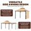 Gazebo de terrasse extérieure de 4,88 m x 3,05 m avec auvent latéral étendu et canopée à double niveau-136922238