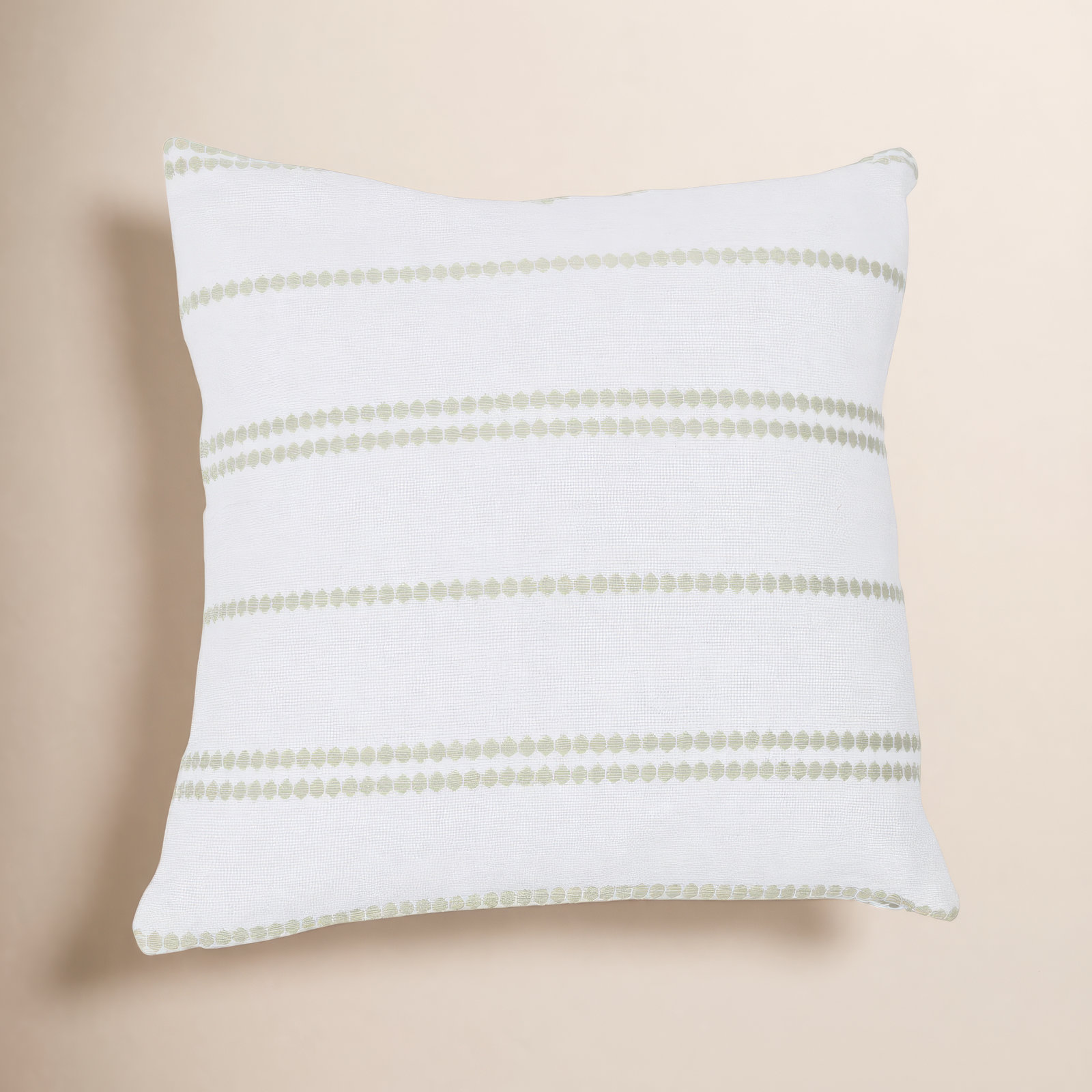 Hudie Striped Cotton Throw Pillow, White/Olive, Pillow Cover Only - No Insert