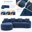 Canapé modulaire en L avec méridienne incurvée, canapé modulaire en chenille bleu marine, aucun assemblage requis-124497505-124497519