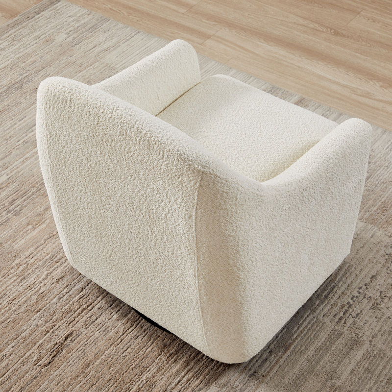 Fauteuil d'appoint pivotant en tissu 29,92 po Linend, Boucle blanc