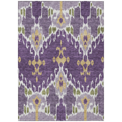 Tapis intérieur lavable ikat doré 5 pi x 8 pi