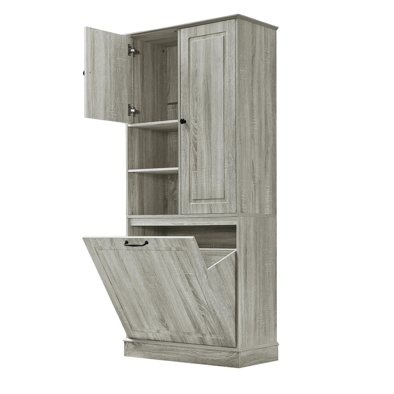 MDF Bathroom Tall Storage Cabinet, Linen Cabinet, Oak
