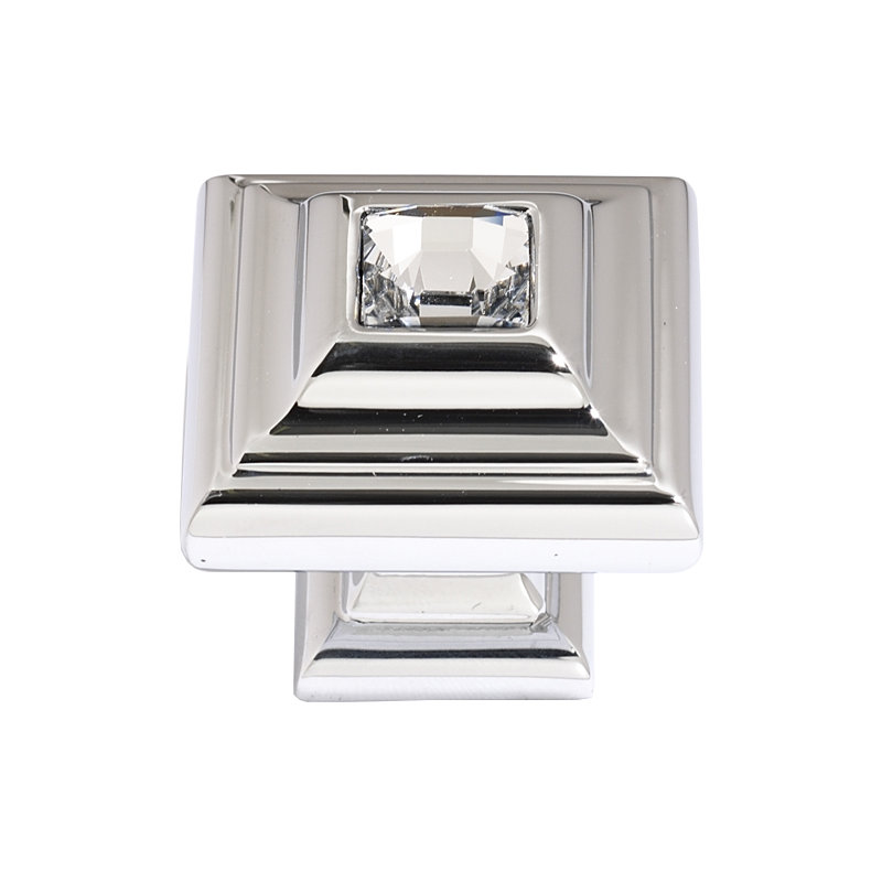 Swarovski Crystal Square Knob, Polished Chrome