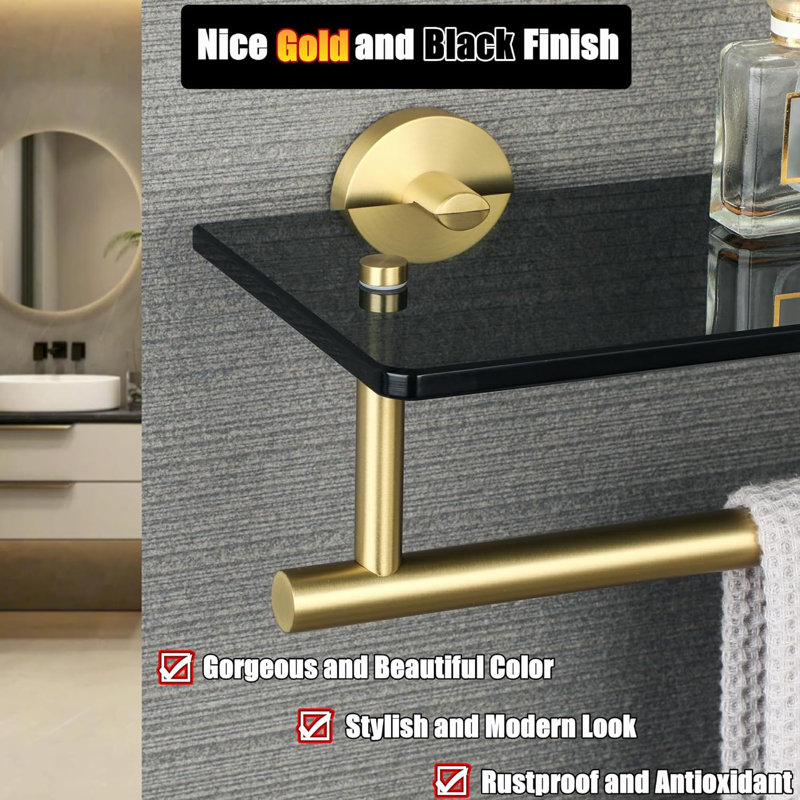16'' W Storage Rack, Gold/Matte Black