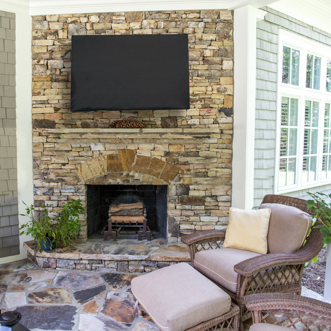 Black Weatherproof Oxford Flat Screen TV Cover for 65 to 70 Inch Screens