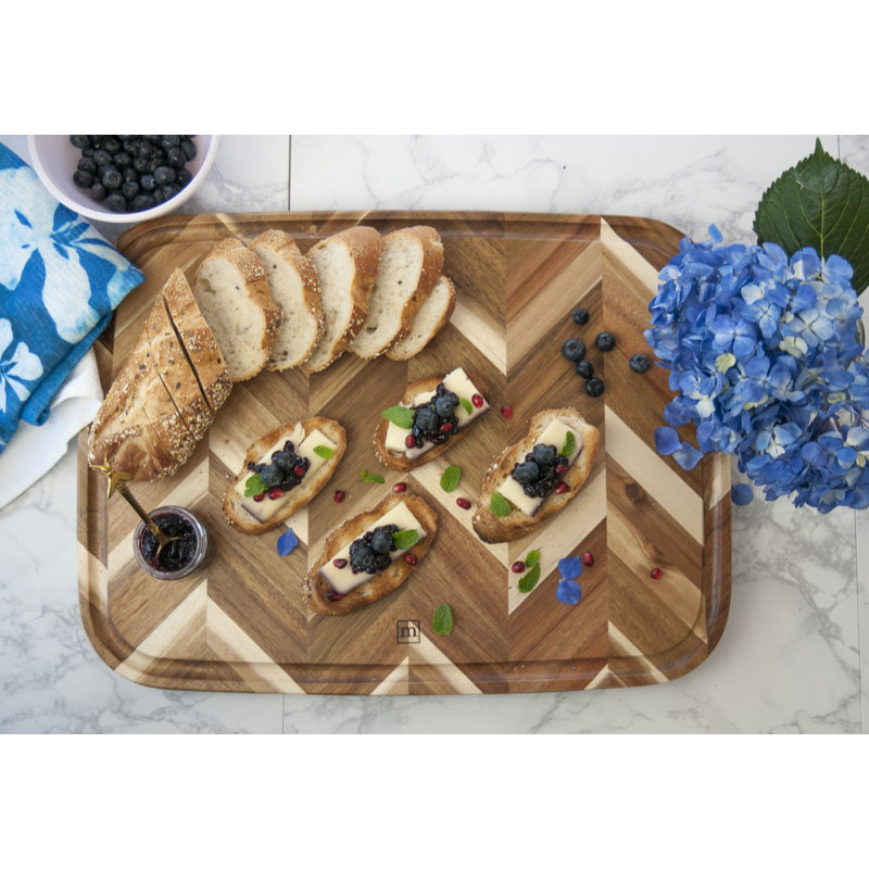 Acacia Herringbone Rectangular Carving and Cutting Board