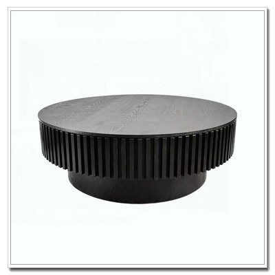 Table basse ronde en bois massif avec rangement 31,5 po