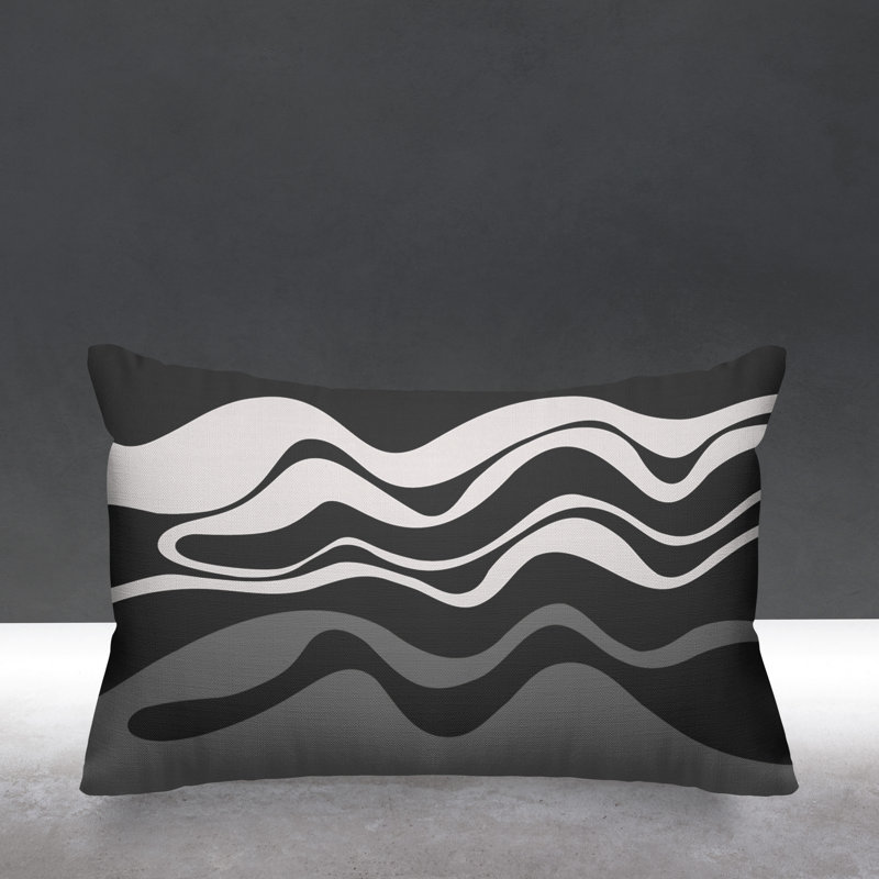 Abstract Outdoor Reversible Throw Pillow, Gray