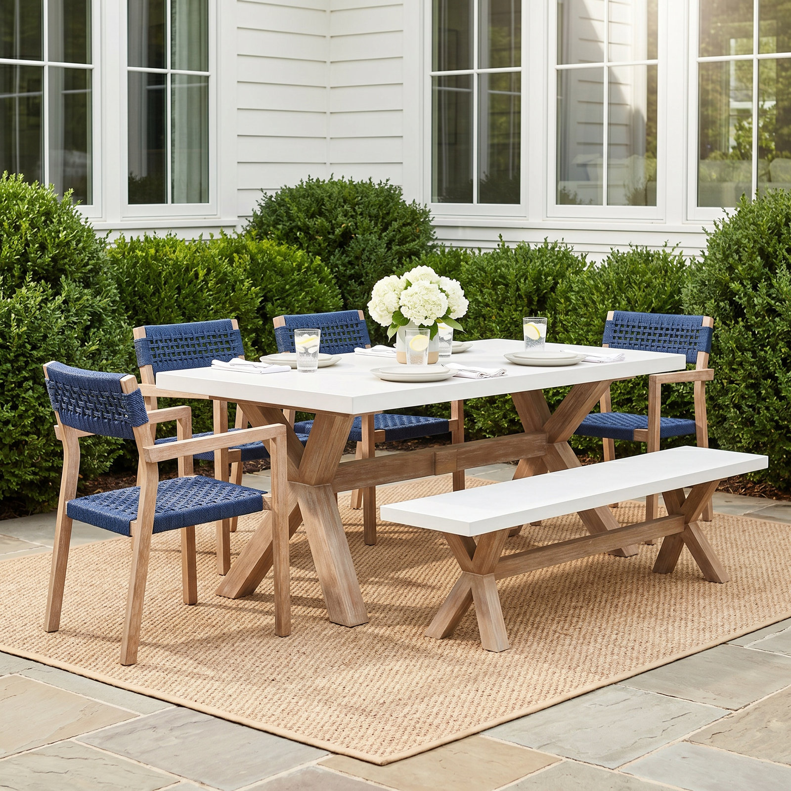 Fleur 74" Eucalyptus Patio Dining Set