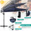 Parasol excentré pour patio avec inclinaison facile, base à manivelle et croix, 1 niveau (bleu marine)
