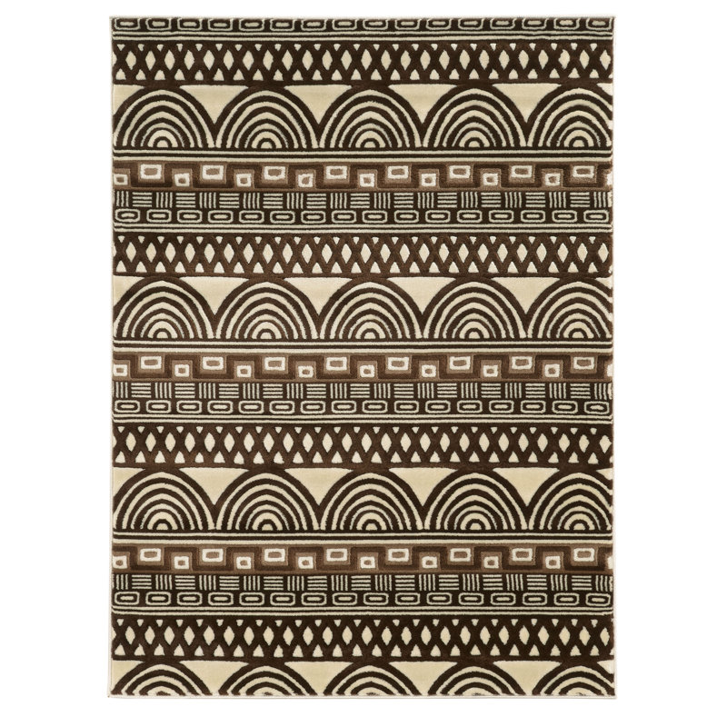 Tapis ivoire / chocolat Kirbyville, Rectangle 5 pi x 7 pi