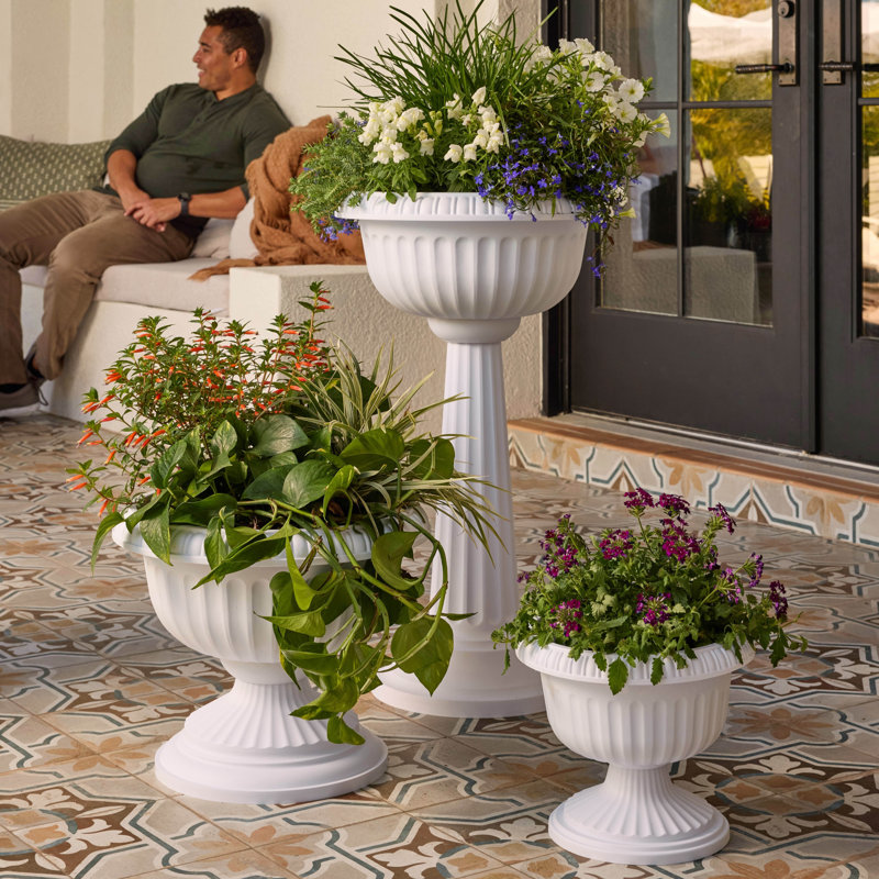 Urne en plastique Grecian, Blanc Casper