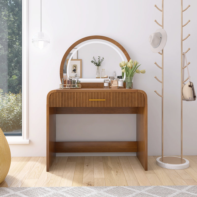 Coiffeuse 39 po avec miroir lumineux, Espresso