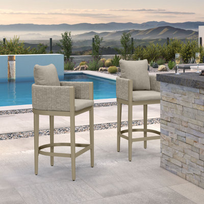 Patio Simplicity Olefin Weaving Bar Stool With Backrest Pillow by Hokku Designs