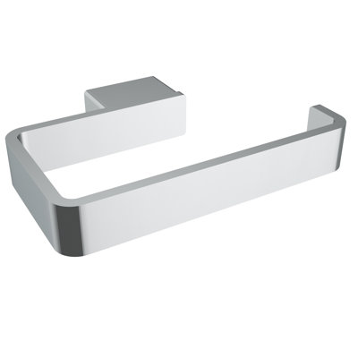 Cinder Wall-Mounted Toilet Paper Holder - Chrome (LH Post), Premium Brass Construction, Installation Hardware Included