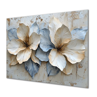 Velours crème bleu Rhododendron chemin IV - reproduction d'art traditionnelle en métal, art mural en métal Rhododendron