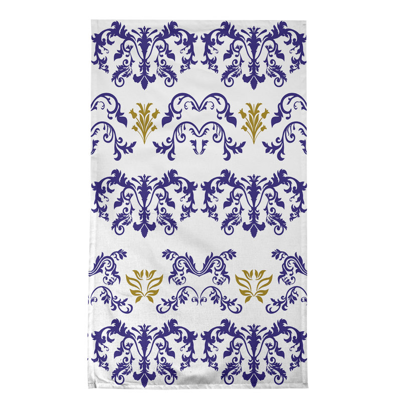 Football Baroque Pattern Tea Towel Kitchen Towel, Purple/White/Metallic Gold