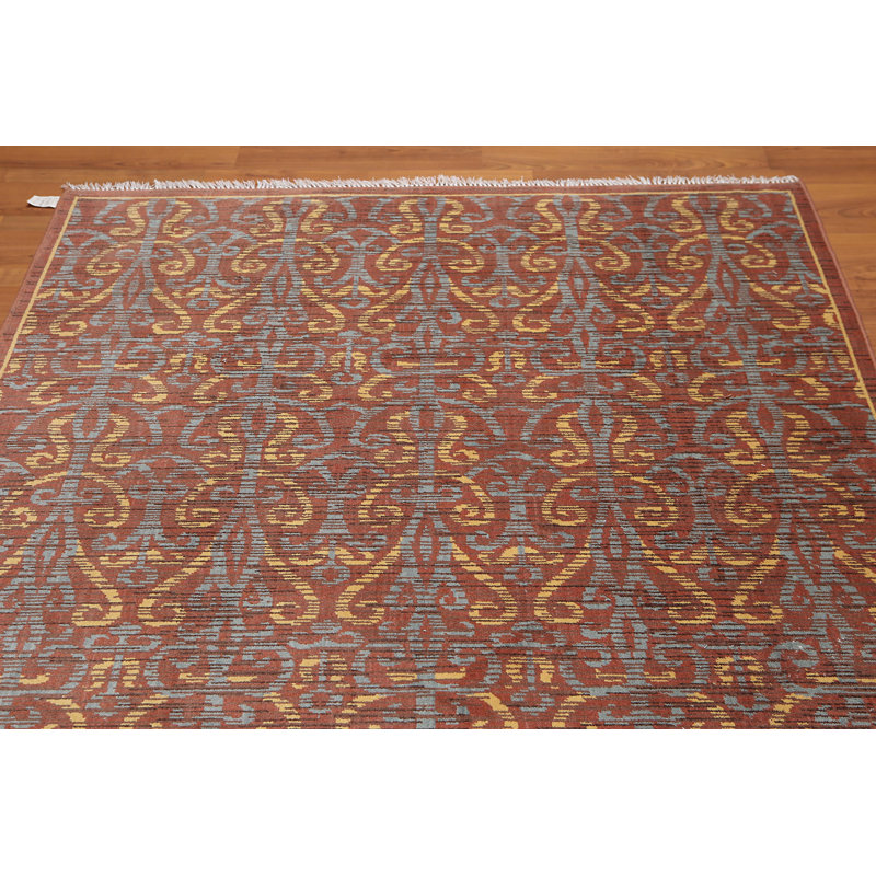 Tapis unique en laine noué à la main rouge de 5 pi x 8 pi Nasteho