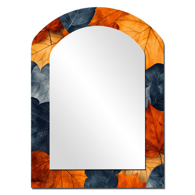 Orange Autumn Leaves III - Orange Arch Wall Mirror Decor