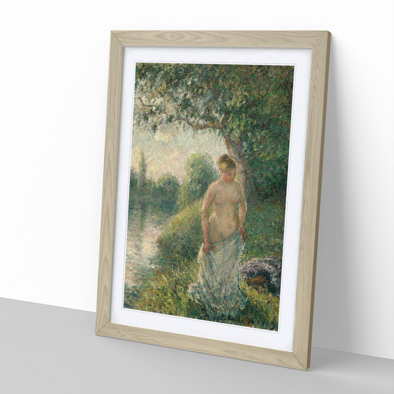 The Bather by Camille Pissarro - Picture Frame Painting, Oak Framed, 48cm H x 36cm W x 2cm D