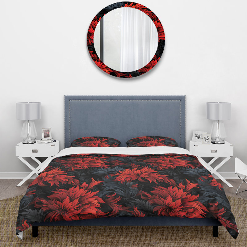 Ensemble de housse de couette Noir Illusions Moody, Housse de couette pour grand lit et 2 taies décor