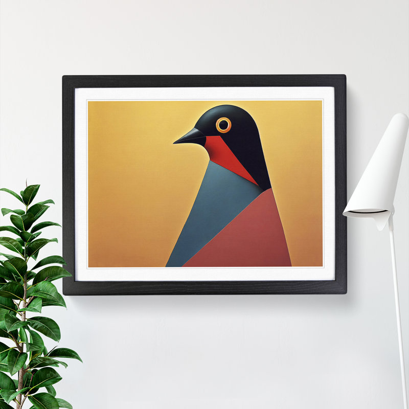 Abstract Pigeon Bird Vol.1 - Framed Print, Black, 46cm H x 64cm W x 2cm D