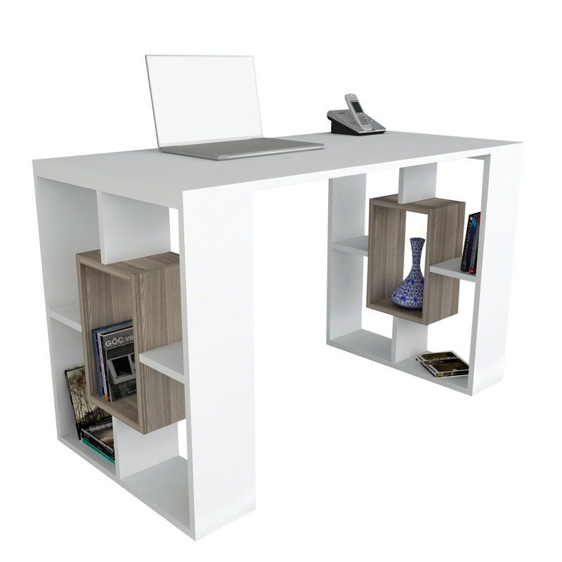 2 Tier Modern Desk, White/Cordoba