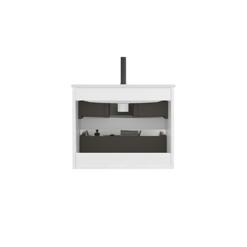 Meuble-lavabo mural 24 po avec lavabo, Blanc
