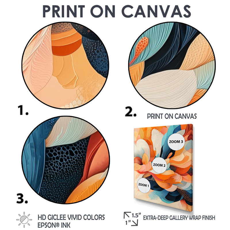 «Novan Botanical Orange Palm Dream Fragments III», reproduction d'art sur toile, H 44 po x l 34 po, Toile tendue
