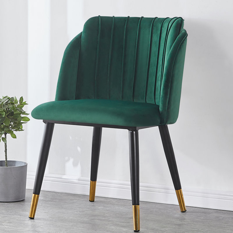 Inola 47.5cm H Velvet Upholstered Side Chair, Green, Black/Gold