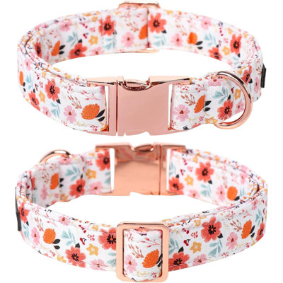 Dog Collar Adjustable Cute Collar With Metal Buckle For Male Female Puppies Summer Flower XS Neck